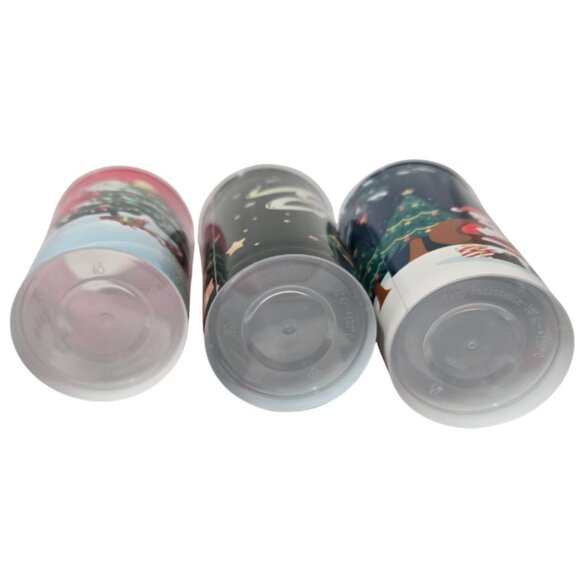 4 Pcs. Christmas-Themed 1 Large Gift Bag & 3 Plastic Cups Gift Set - NEW - Picture 4 of 16